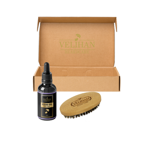 Velihan Beardcare Beardkit Baardolie Bay rum & Baardborstel - Baardverzorging set
