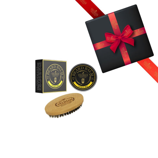 Cadeau Pakket - Baardverzorging Duo Pack Baardbalsem Citrus Mix & Baardborstel