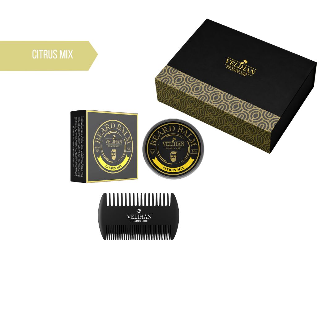 Cadeau Pakket - Baardverzorging Duo Pack Baardbalsem Citrus Mix & Baardkam