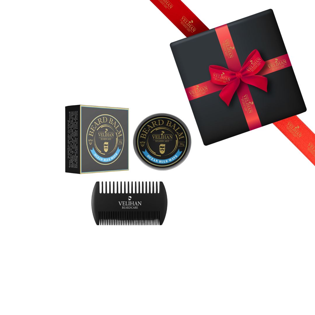 Geschenkpaket - Bartpflege Duo Pack Bartbalsam Ocean Blue Wave & Bartkamm