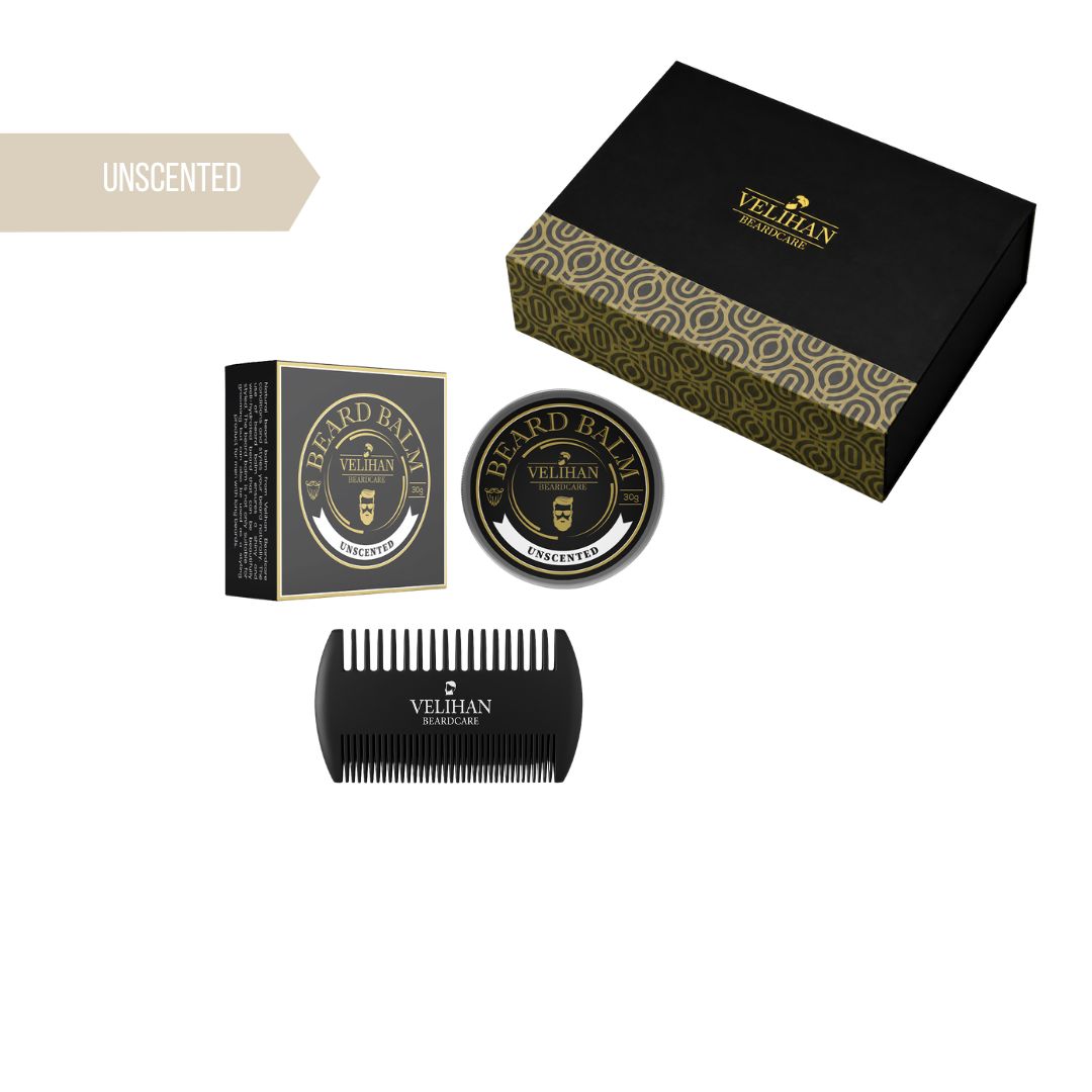 Cadeau Pakket - Baardverzorging Duo Pack Baardbalsem Unscented (geurvrij) & Baardkam