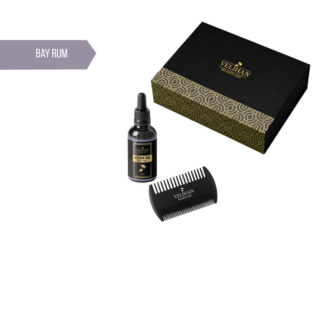 Cadeau Pakket - Baardverzorging Duo Pack Baardolie Bay Rum & Baardkam