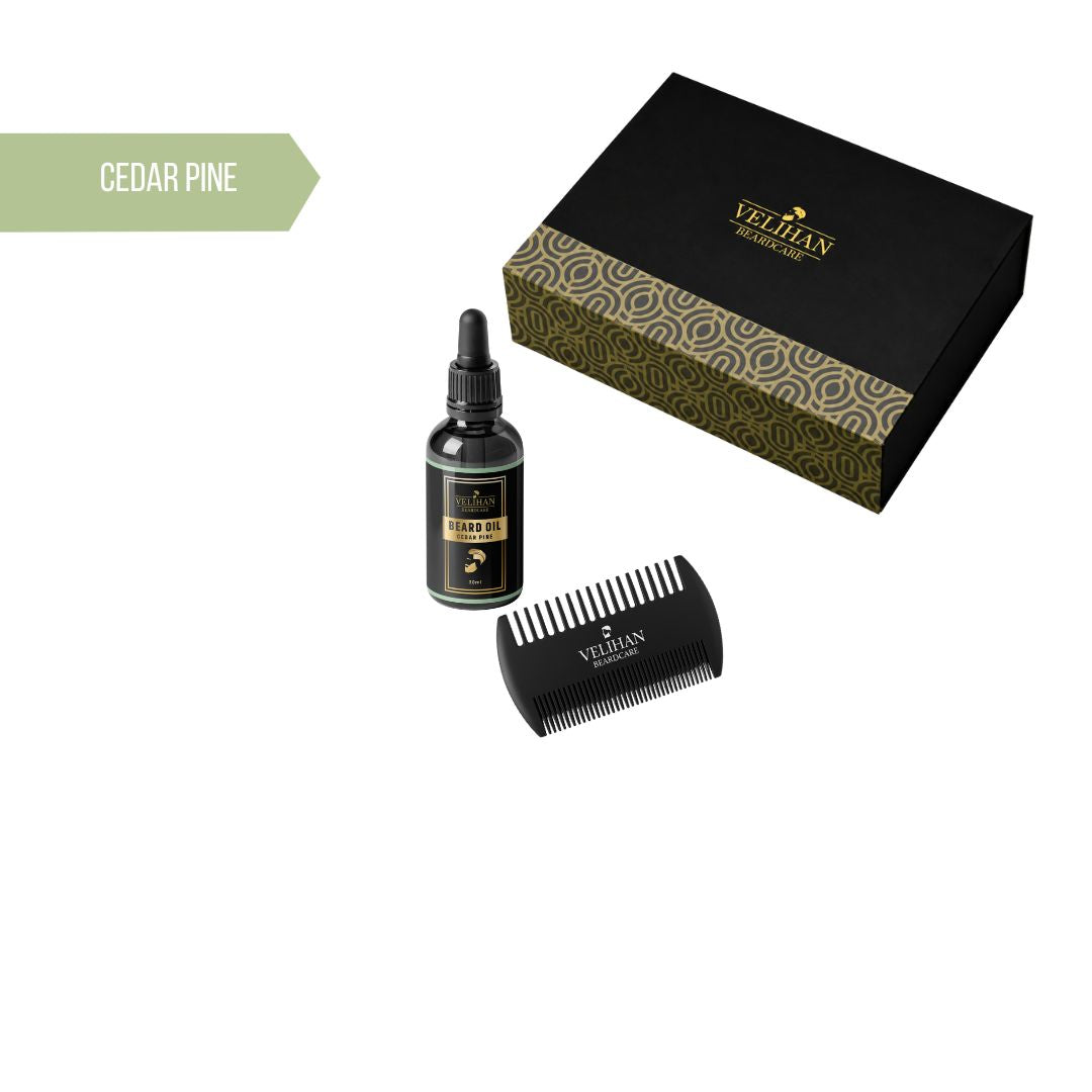 Cadeau Pakket - Baardverzorging Duo Pack Baardolie Cedar Pine & Baardkam