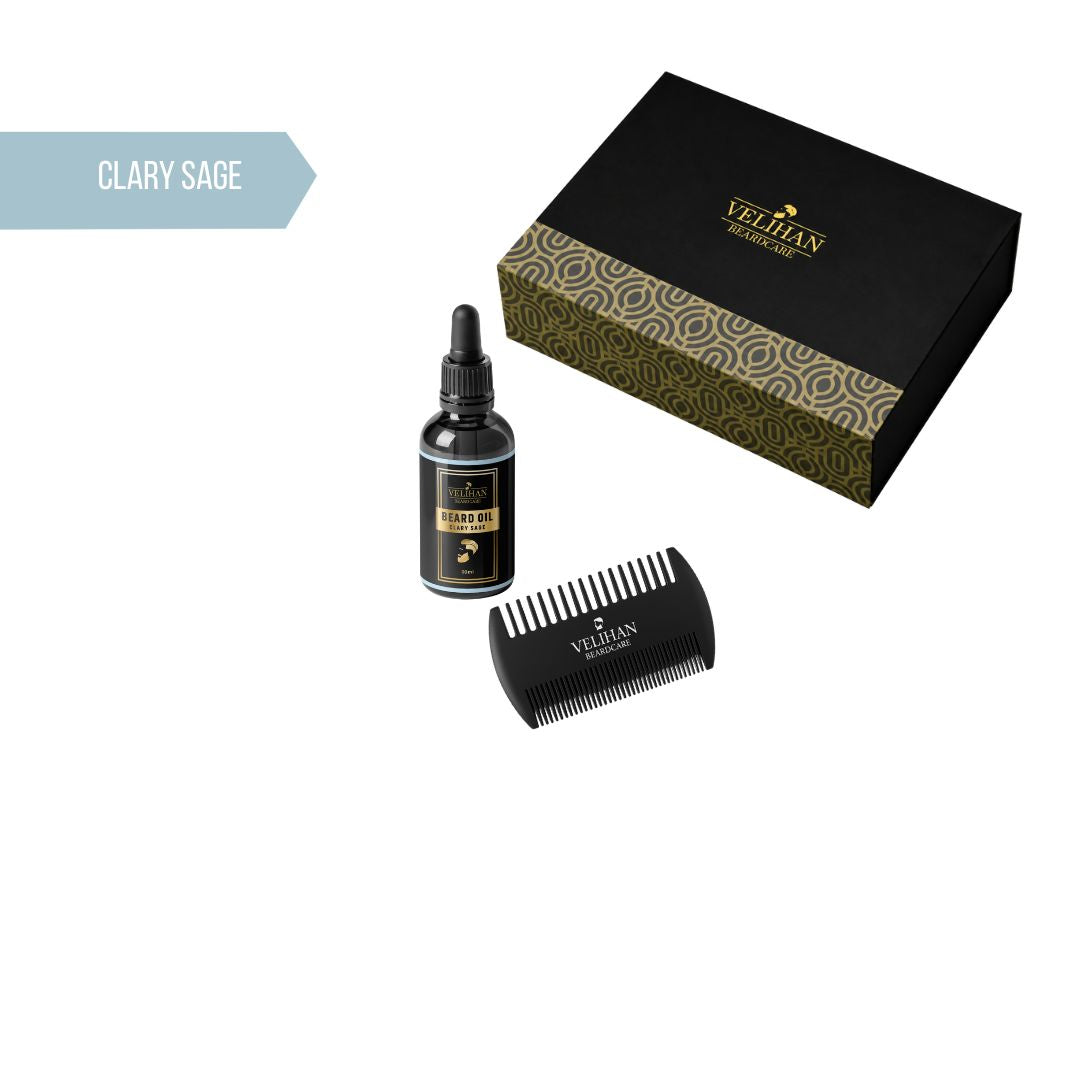 Cadeau Pakket - Baardverzorging Duo Pack Baardolie Clary Sage & Baardkam