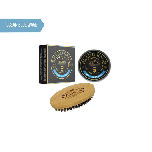Bartpflege-Duo-Pack Bartbalsam Ocean Blue Wave & Bartbürste – Bartpflege-Set