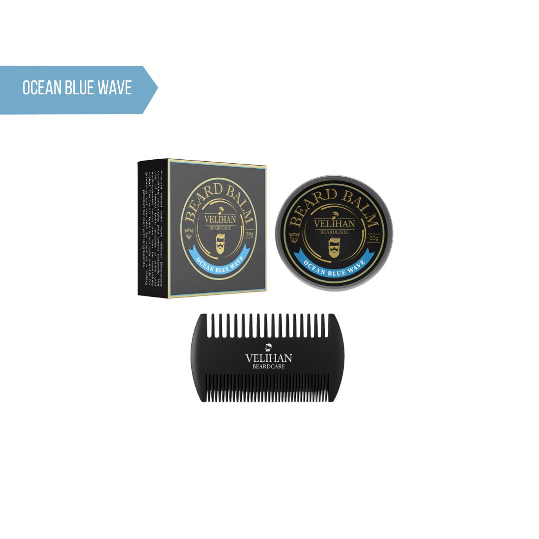 Baardverzorging Duo Pack Baardbalsem Ocean Blue Wave & Baardkam- Baardverzorging set