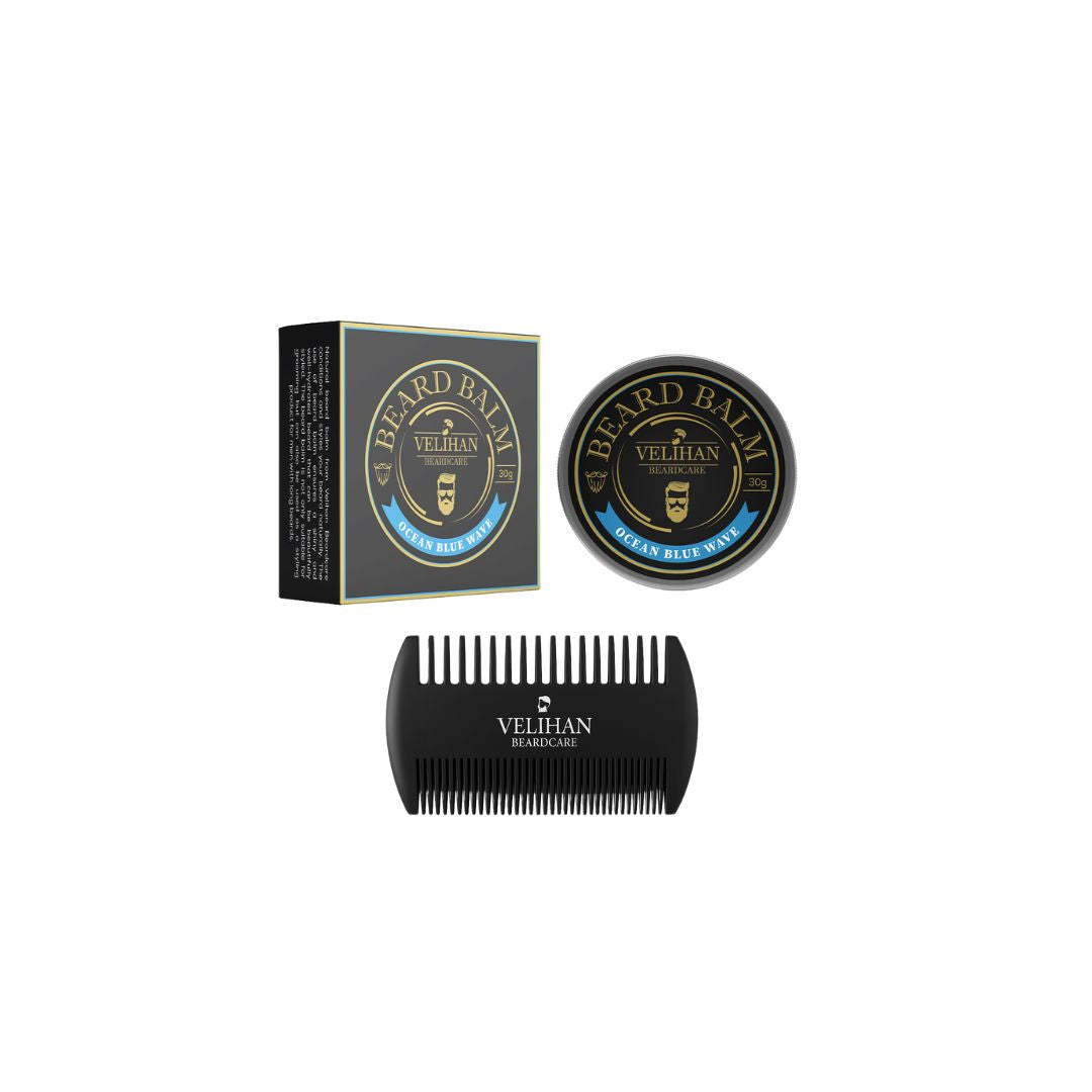 Bartpflege Duo Pack Bartbalsam Ocean Blue Wave & Bartkamm - Bartpflege Set