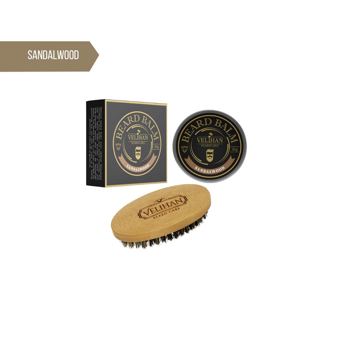 Baardverzorging Duo Pack Baardbalsem Sandalwood & Baardborstel - Baardverzorging set