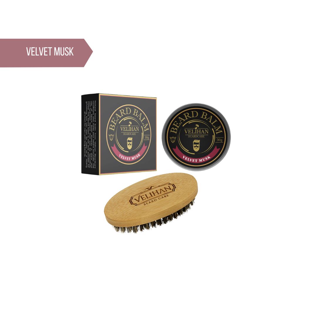Baardverzorging Duo Pack Baardbalsem Velvet Musk & Baardborstel - Baardverzorging set