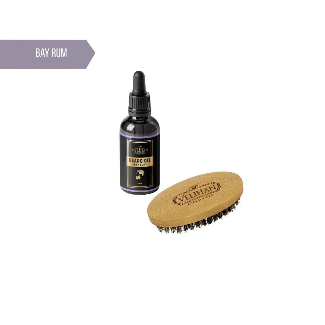 Baardverzorging Duo Pack Baardolie Bay Rum & Baardborstel - Baardverzorging set