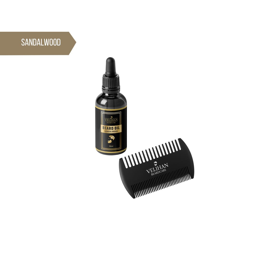 Baardverzorging Duo Pack Baardolie Sandalwood & Baardkam - Baardverzorging set