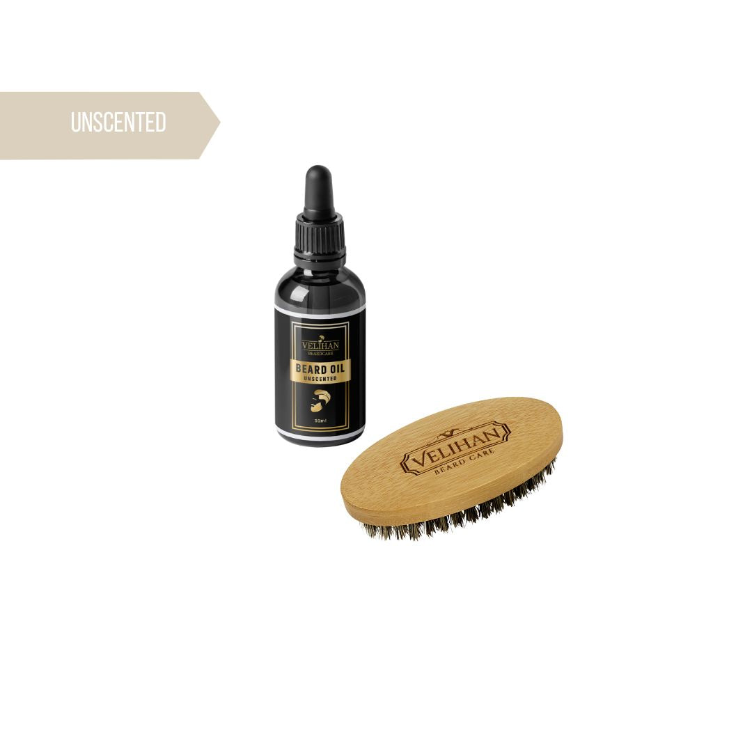Baardverzorging Duo Pack Baardolie Unscented & Baardborstel - Baardverzorging Set