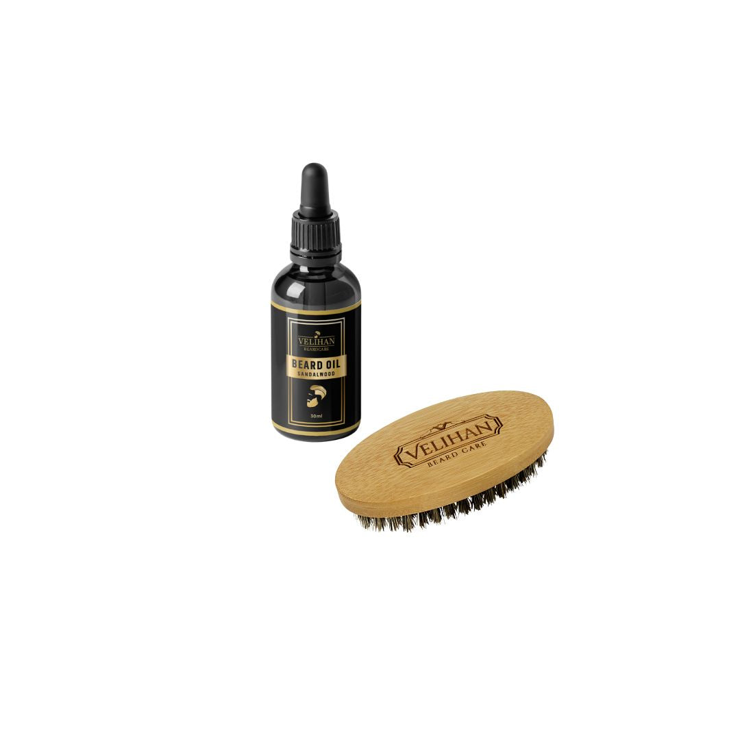 Beardkit Bartöl Sandelholz & Bartbürste - Bartpflege-Set