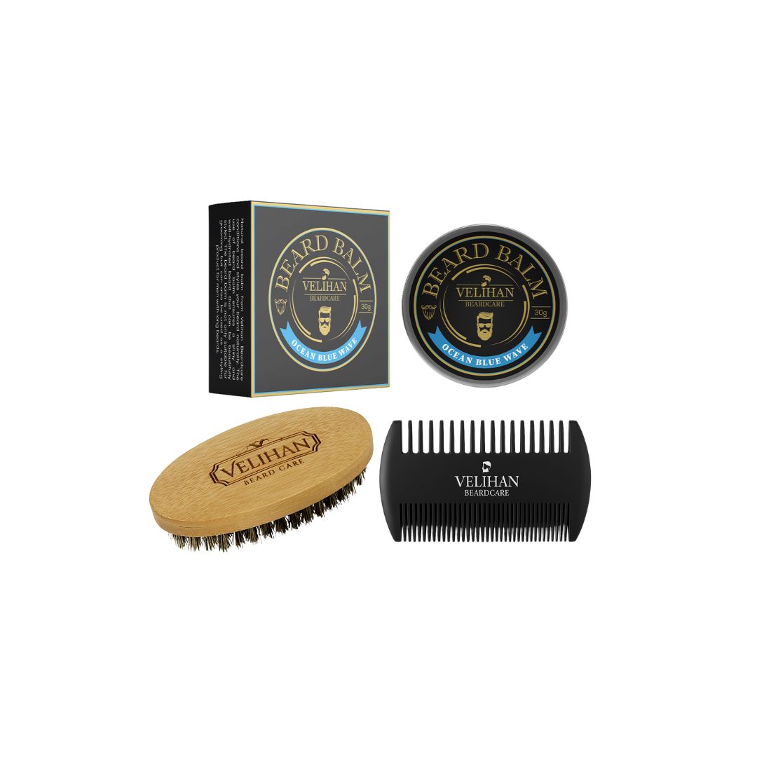 Bartpflege Duo Pack Bartbalsam Ocean Blue Wave & Bartbürste - Bartpflege Set