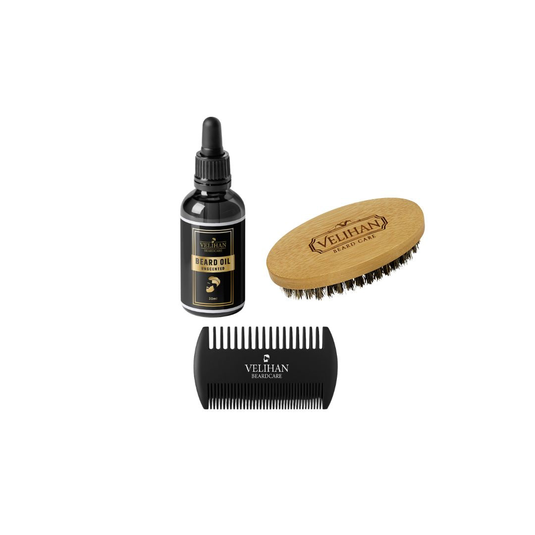 Beardkit Bartöl unparfümiert & Bartbürste - Bartpflege-Set
